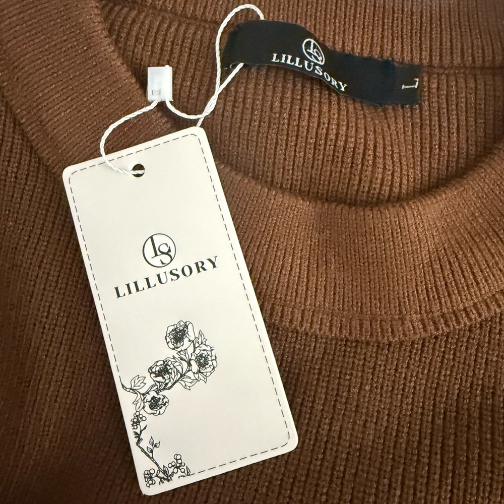 Elegant Brown Crew Neck Sweater - Picture 2 of 13